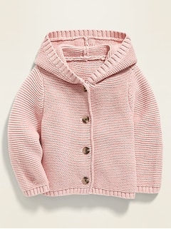Unisex Hooded Button-Front Cardigan Sweater for Baby