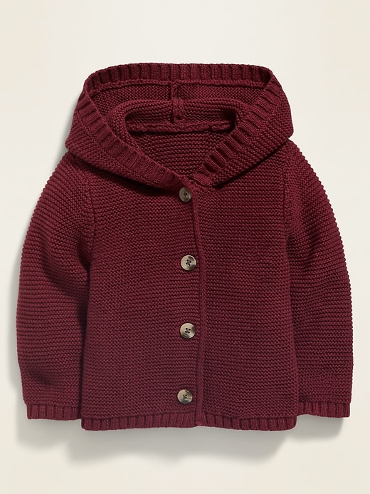 View large product image 1 of 1. Unisex Hooded Button-Front Cardigan Sweater for Baby