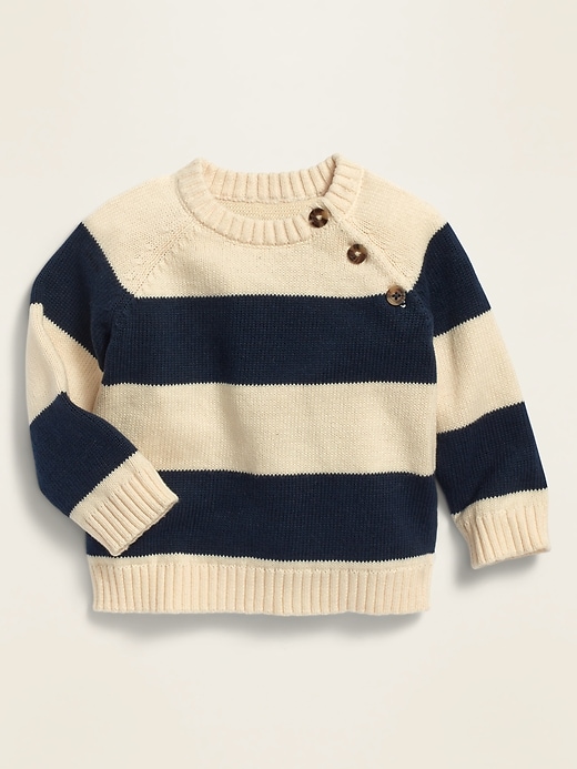 View large product image 1 of 1. Unisex Rugby-Stripe Raglan Pullover Sweater for Baby