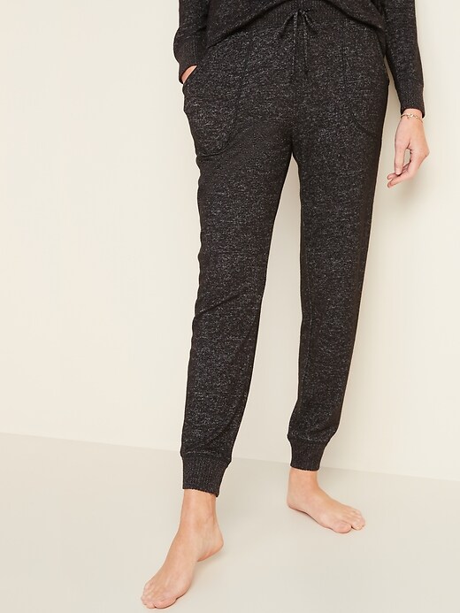 Voir une image plus grande du produit 1 de 3. Pyjama de style pantalon d’entraînement en tricot duveteux à taille moyenne pour femme