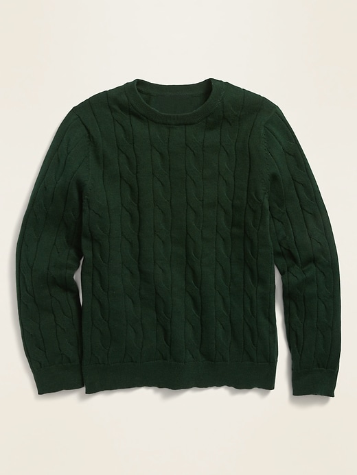 View large product image 1 of 1. Uniform Cable-Knit Crew-Neck Sweater For Boys