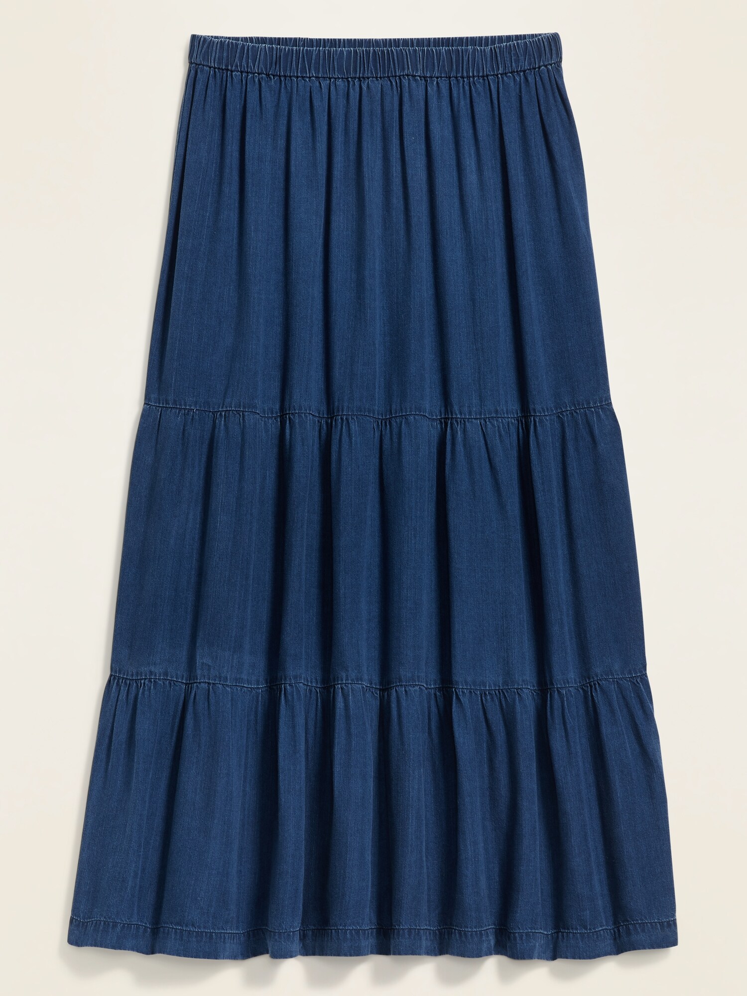 Tiered Chambray Midi Skirt for Women