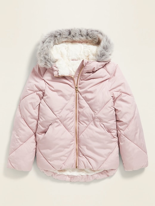 View large product image 1 of 1. Frost-Free Faux-Fur Lined Hooded Puffer Jacket for Girls