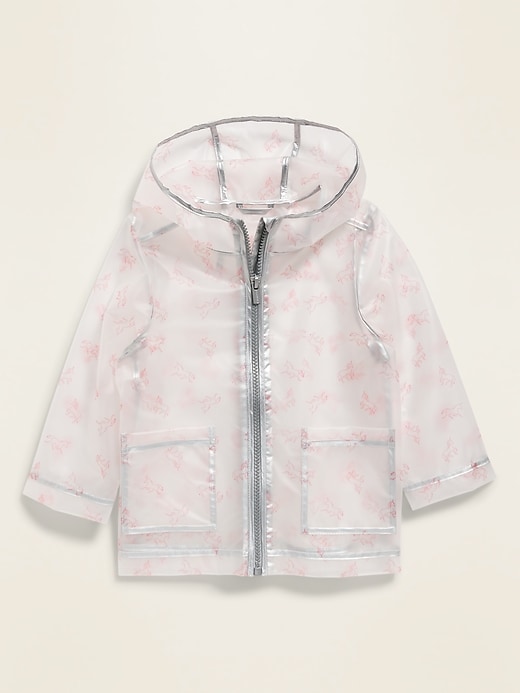 Translucent Unicorn Print Hooded Rain Jacket for Toddler Girls