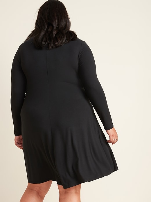 View large product image 2 of 3. Jersey-Knit Long-Sleeve Plus-Size Swing Dress