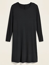 View large product image 3 of 3. Jersey-Knit Long-Sleeve Plus-Size Swing Dress