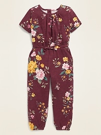 View large product image 3 of 3. Plush-Knit Floral Jumpsuit for Toddler Girls