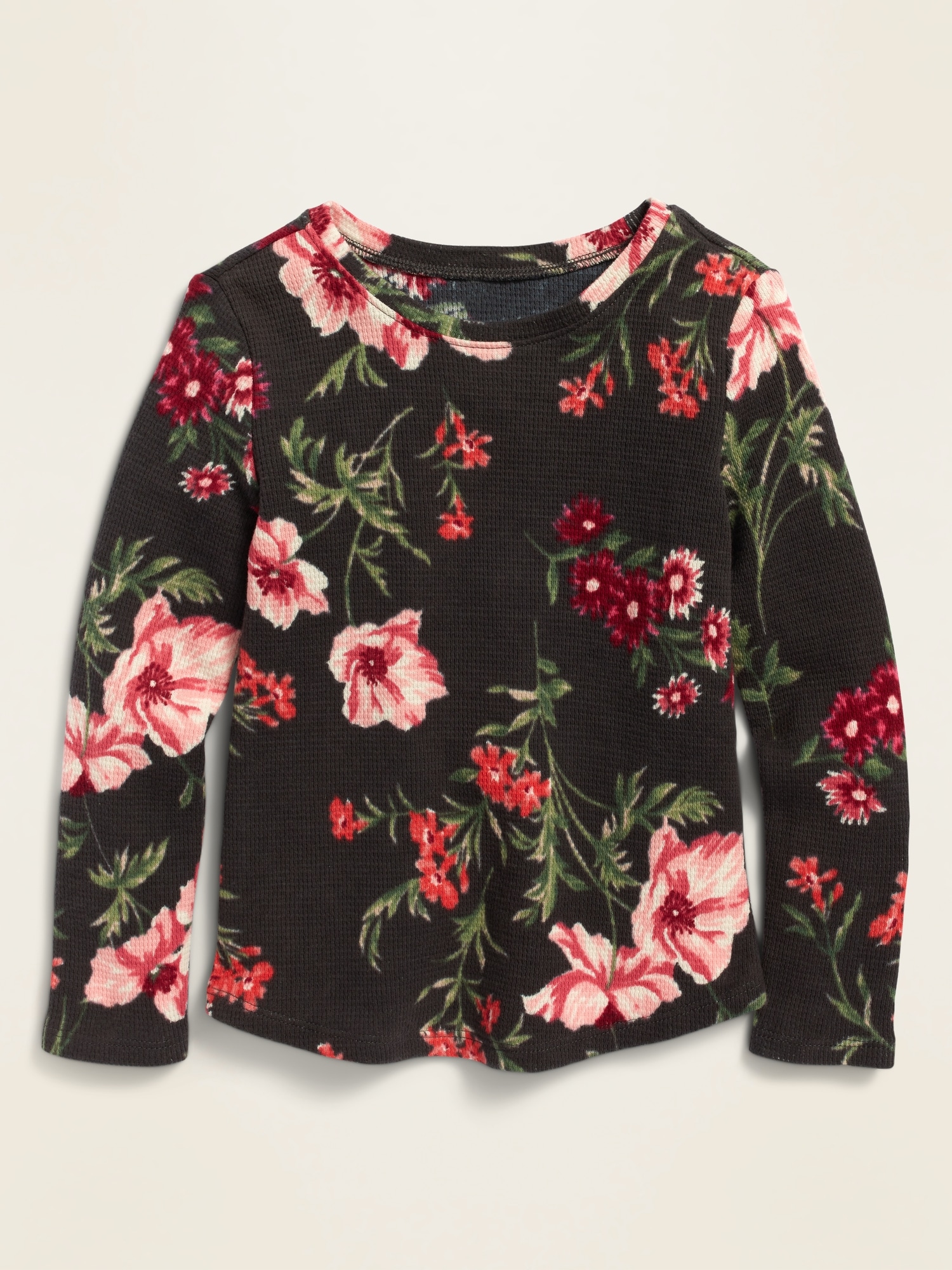 Old Navy Black Floral Thermal Top