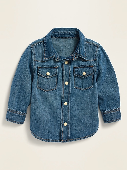 View large product image 1 of 1. Medium-Wash Jean Shirt for Baby