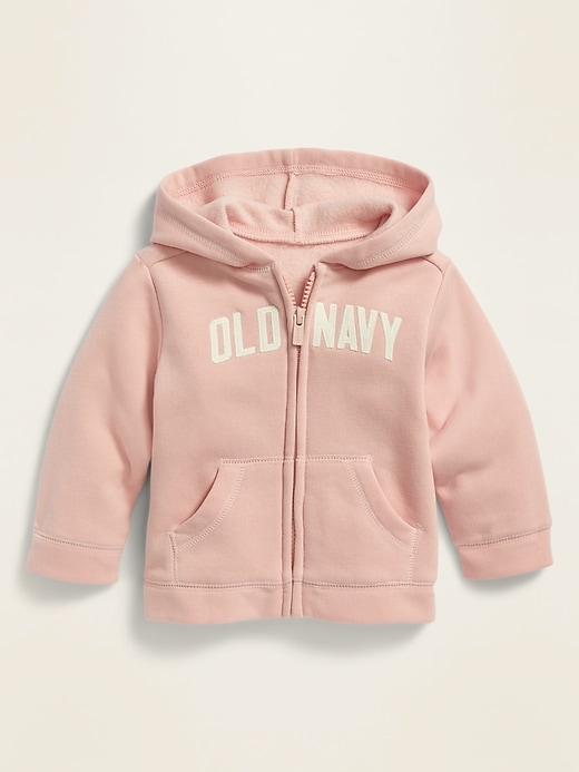 Unisex Logo-Graphic Solid Zip Hoodie for Baby