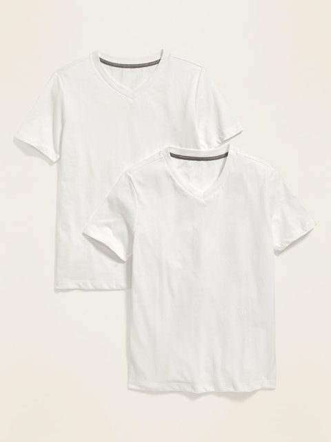 T-shirt à encolure en V couleur unie pour Garçon (paquet de 2) - Blanc