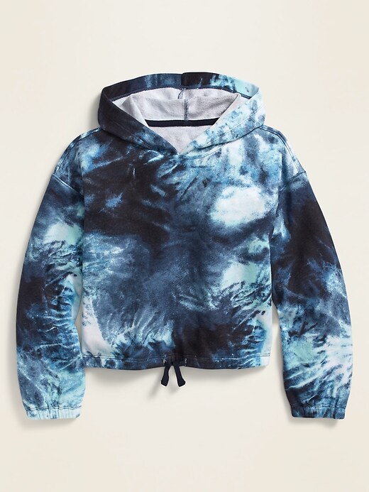 View large product image 1 of 1. Printed French Terry Cinched-Hem Hoodie for Girls