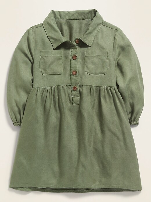 View large product image 1 of 2. Long-Sleeve Utility Shirt Dress for Baby