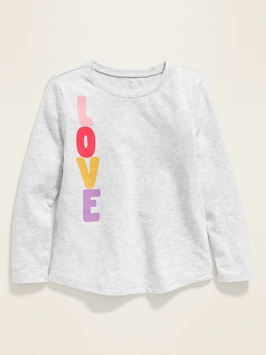 View large product image 1 of 2. "Love" Graphic Long-Sleeve Tee for Toddler Girls