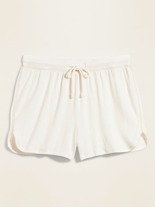 View large product image 2 of 2. High-Waisted Plush-Knit Pajama Shorts -- 3-inch inseam