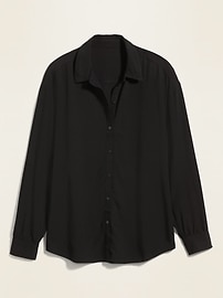 View large product image 3 of 3. Oversized Soft-Woven Twill Tunic Shirt for Women