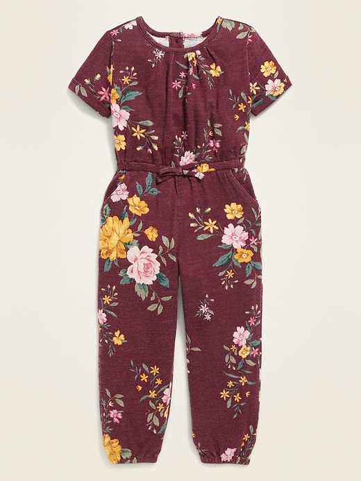 View large product image 1 of 3. Plush-Knit Floral Jumpsuit for Toddler Girls