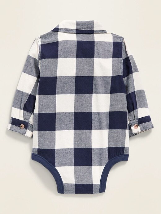 View large product image 2 of 2. Unisex Long-Sleeve Button-Front Bodysuit for Baby