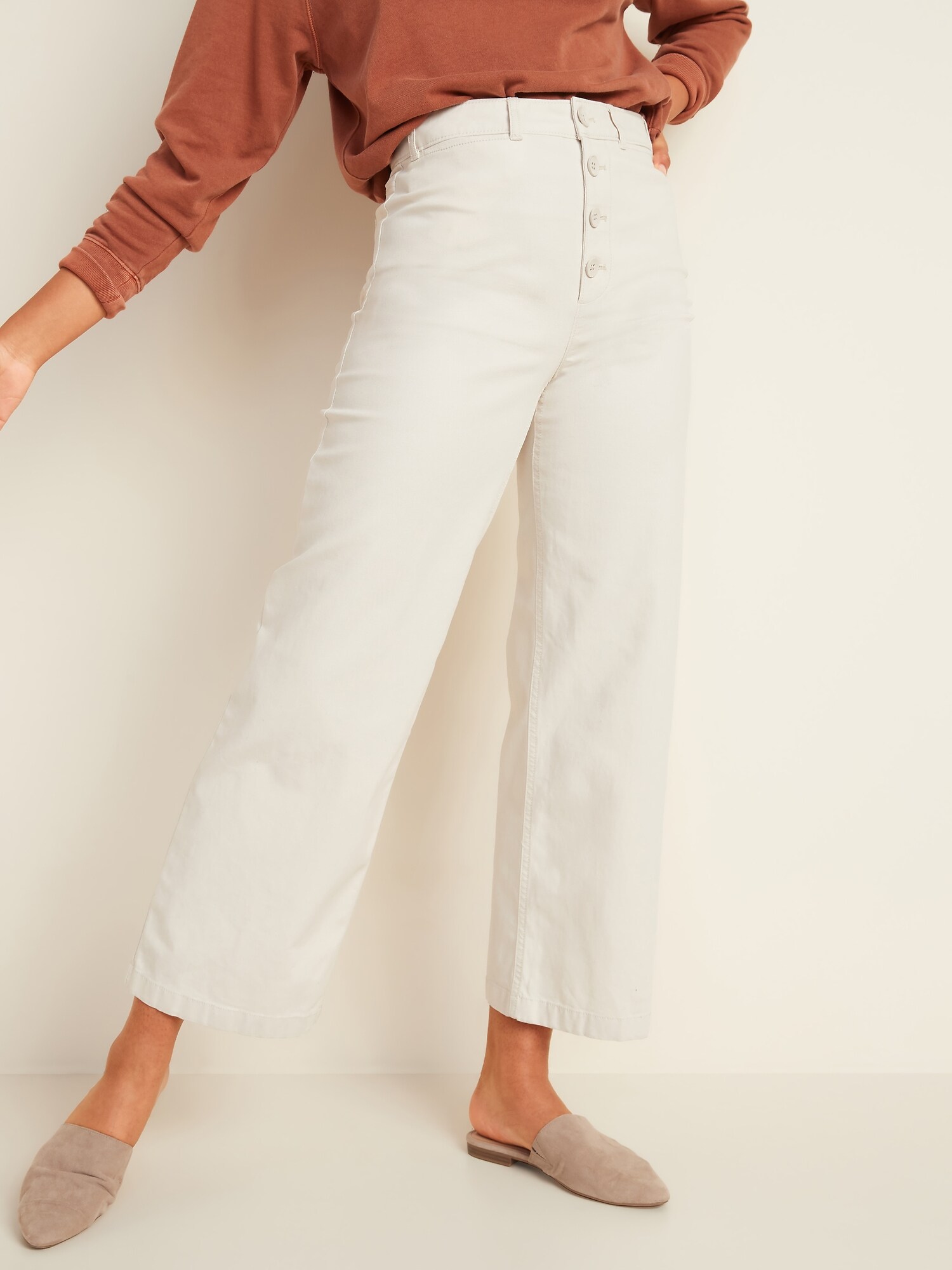 high waisted button fly flare jeans