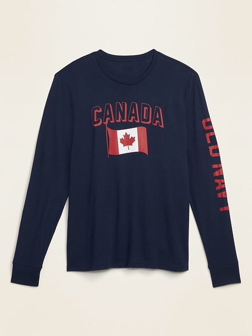 Voir une image plus grande du produit 2 de 3. T-shirt à imprimé de drapeau du Canada à manches longues pour homme