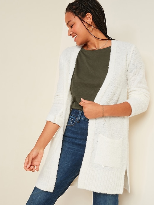 Cozy Bouclé Open-Front Long-Line Sweater for Women | Old Navy