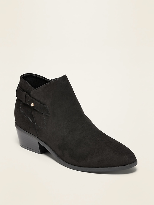 Faux-Suede Side-Buckle Ankle Booties Old Navy