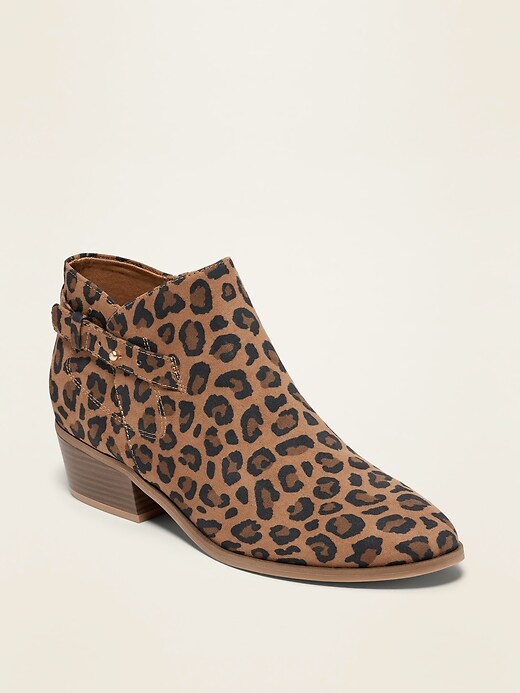 Old Navy Faux-Suede Side-Buckle Ankle Booties for Women. 1 Old Navy Faux-Suede Side-Buckle Ankle Booties for Women. 1