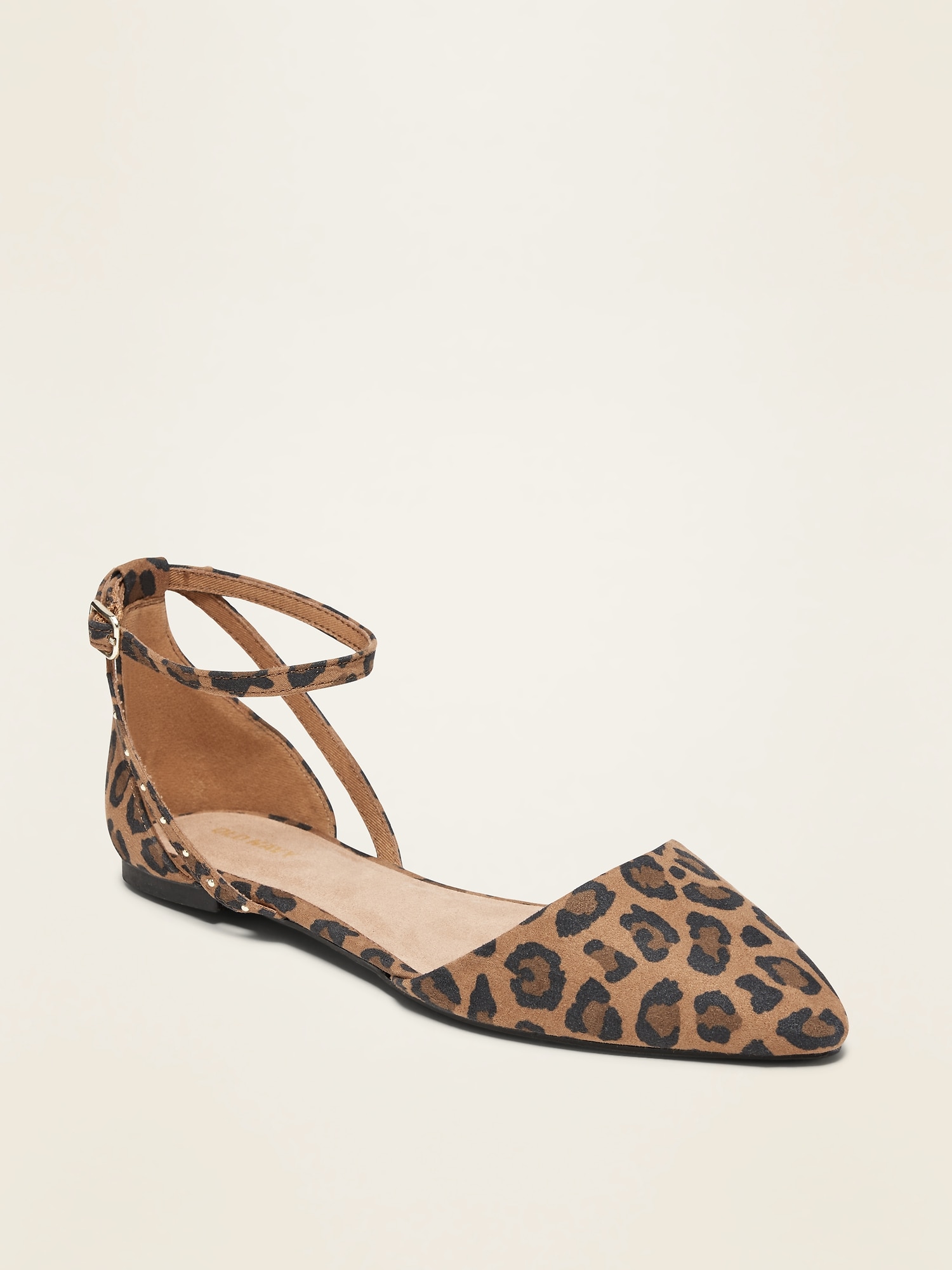 animal print flats woman shoes /Ankle straps flat animal print