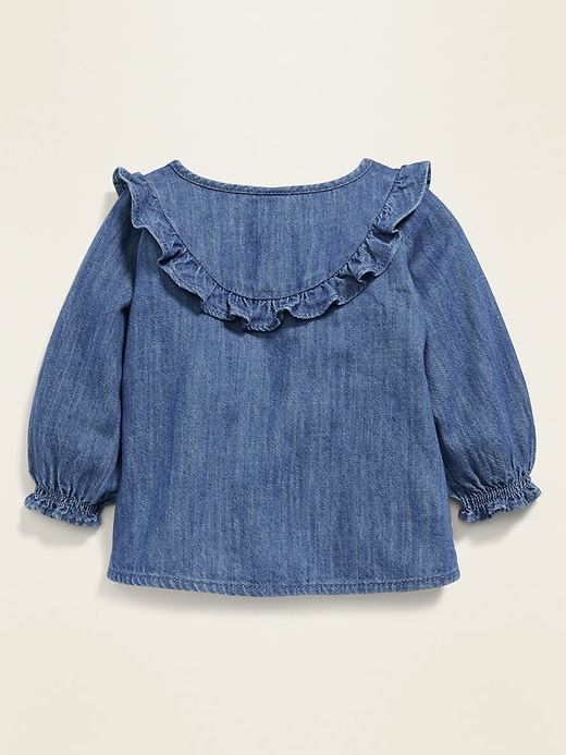 View large product image 2 of 2. Ruffle-Trim Chambray Top for Baby
