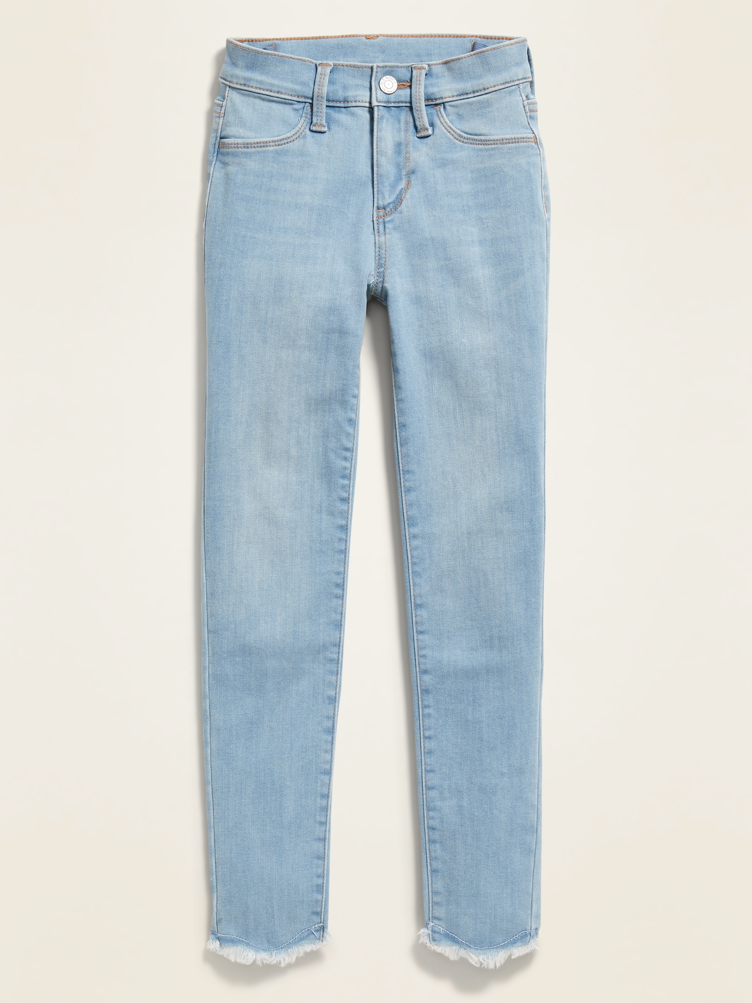 light wash frayed hem jeans