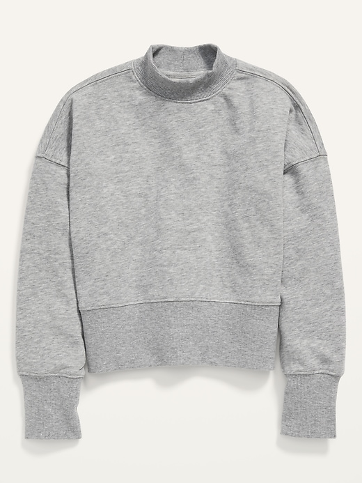View large product image 1 of 2. Oversized Mock-Neck Cropped Sweatshirt for Girls