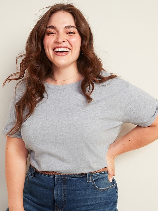 View large product image 1 of 2. Loose Plus-Size Crop Tee