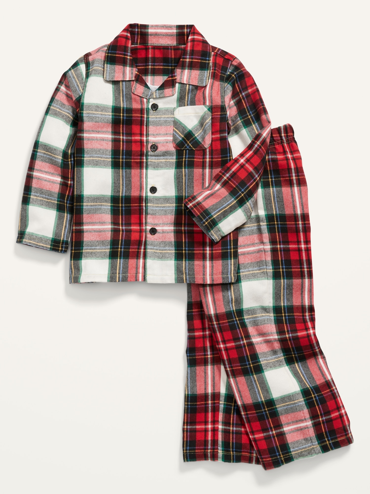Button-Front Unisex Kids Pajamas - Blue Plaid in Kid's Cotton