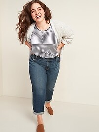 View large product image 3 of 3. Mid-Rise Boyfriend Straight Plus-Size Jeans