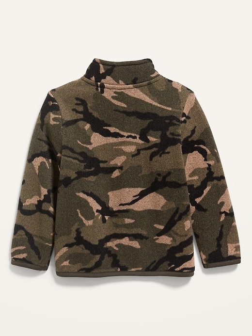 View large product image 2 of 3. Mock-Neck Sweater-Knit Camo Zip Jacket for Toddler Boys