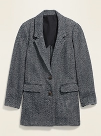 View large product image 3 of 3. Oversized Soft-Brushed Tweed Blazer Jacket for Women