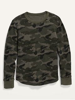 T-shirt à manches longues en tricot isotherme camouflage pour garçon