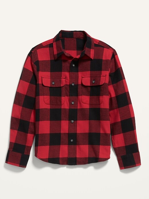 View large product image 1 of 1. Built-In Flex Plaid Flannel Shirt For Boys