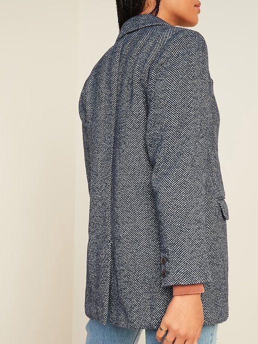 View large product image 2 of 3. Oversized Soft-Brushed Tweed Blazer Jacket for Women