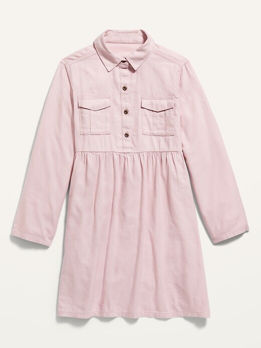 View large product image 1 of 1. Pop-Color Twill Utility Shirt Dress for Girls