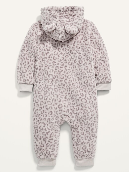 View large product image 2 of 2. Unisex Leopard-Print Critter Sherpa One-Piece for Baby