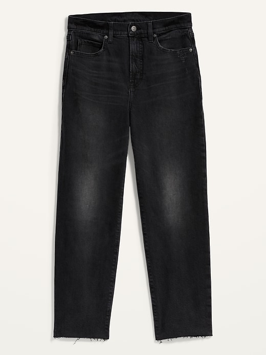Image number 5 showing, Extra High-Waisted Sky-Hi Straight Raw-Hem Black Jeans for Women