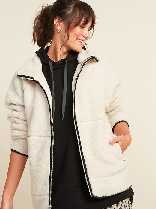 View large product image 1 of 1. Cozy Teddy Sherpa Long Zip Jacket