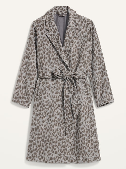 Image number 4 showing, Oversized Soft-Brushed Leopard-Print Plus-Size Tie-Belt Coat
