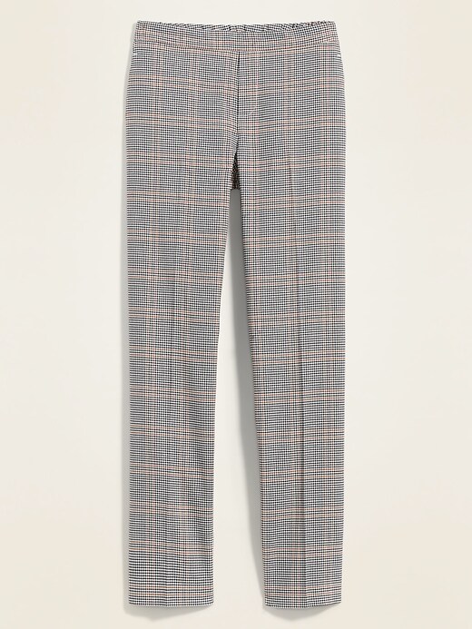 View large product image 2 of 2. Mid-Rise Straight Plaid Pull-On Pants for Women
