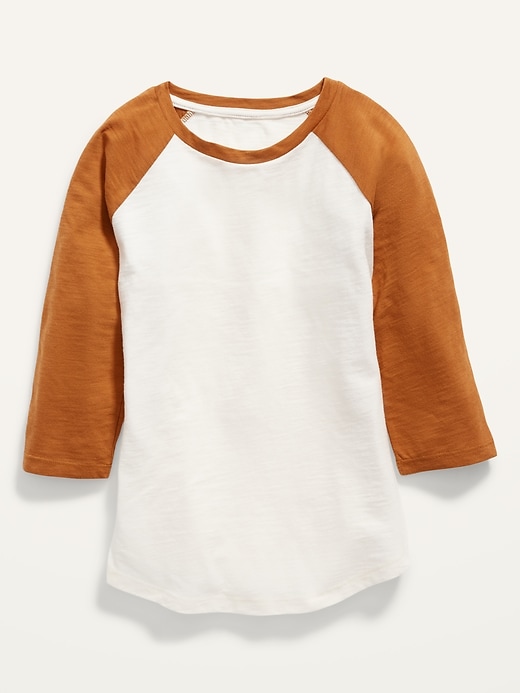 View large product image 1 of 1. Color-Blocked Raglan Baseball Tee for Girls