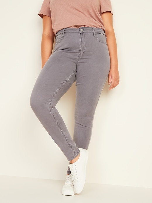 Image number 5 showing, High-Waisted Gray Sateen Rockstar Super Skinny Jeans for Women