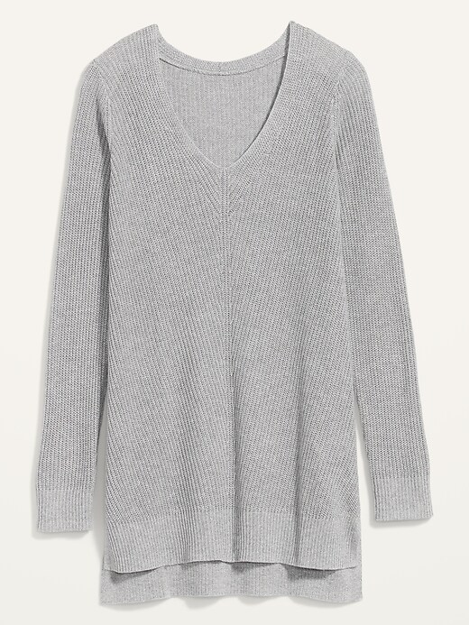 View large product image 2 of 2. Textured V-Neck Sweater Tunic for Women
