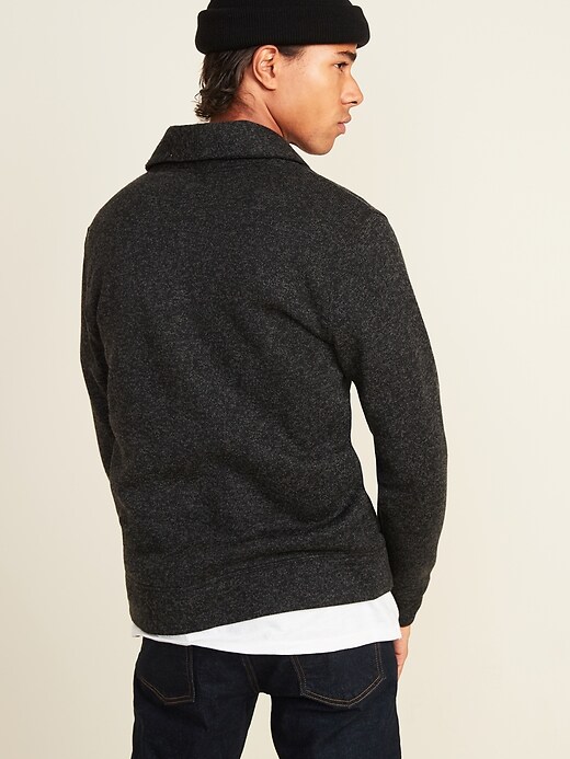 Voir une image plus grande du produit 2 de 3. Cardigan à col châle en tricot de molleton pour homme