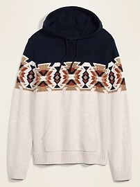 View large product image 3 of 3. Cozy Print-Block Pullover Sweater Hoodie